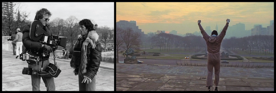 Garrett Brown and Sly Stallone on the set of "Rocky" in 1976.